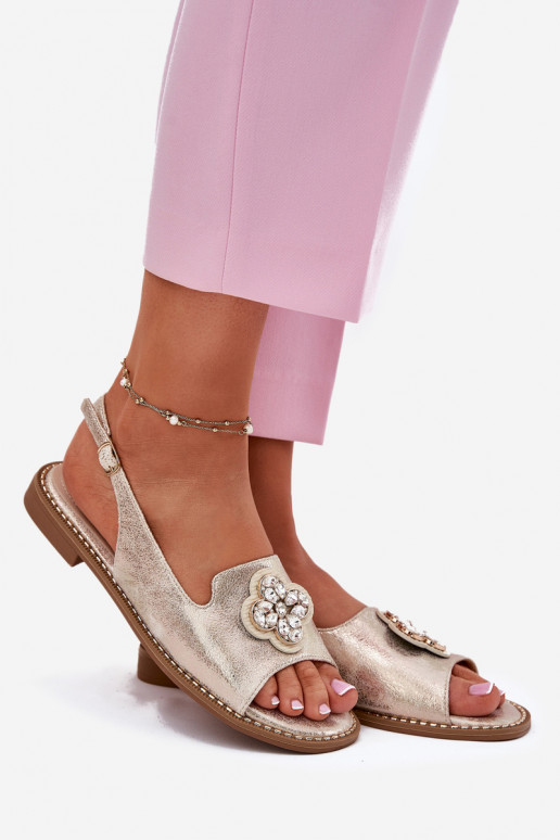 Moteriškos basutės su plačiais kulniukais  Detalem S.Barski KV51-080 aukso spalvos