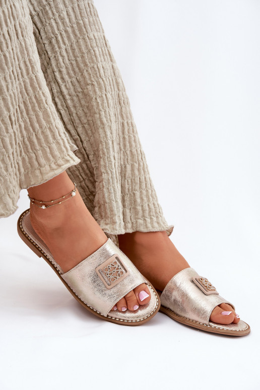 Lygiapadės basutės su ornamentais S.Barski KV51-089 aukso spalvos