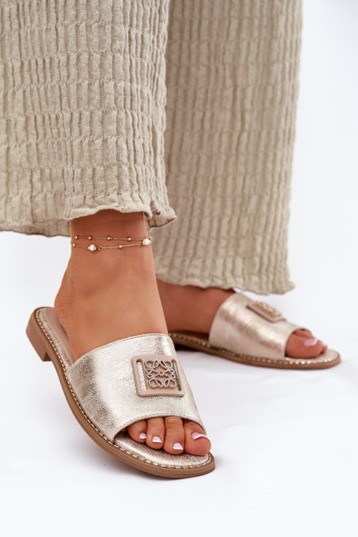 Lygiapadės basutės su ornamentais S.Barski KV51-089 aukso spalvos