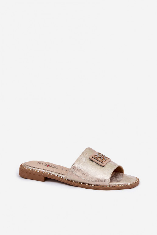 Lygiapadės basutės su ornamentais S.Barski KV51-089 aukso spalvos