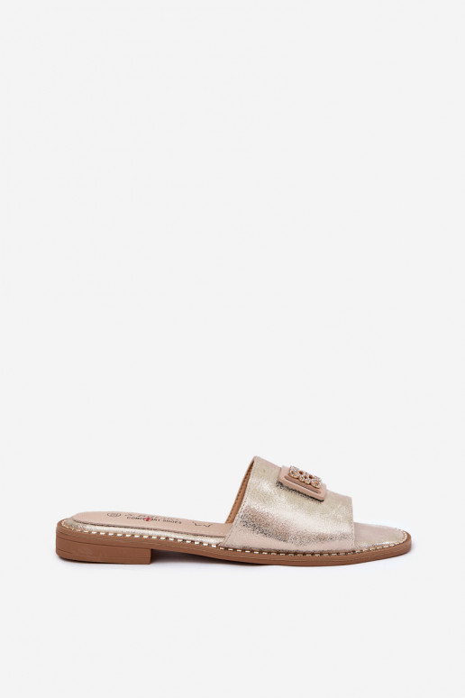 Lygiapadės basutės su ornamentais S.Barski KV51-089 aukso spalvos