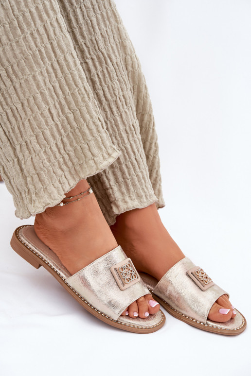 Lygiapadės basutės su ornamentais S.Barski KV51-089 aukso spalvos