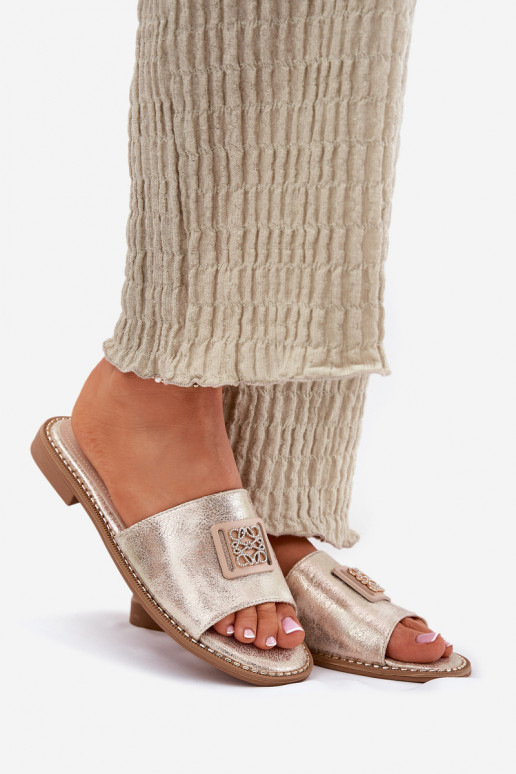 Lygiapadės basutės su ornamentais S.Barski KV51-089 aukso spalvos