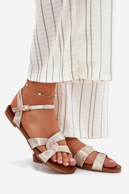 lygiapadžiai su blizgesiu Moteriškos basutės S.Barski KV51-022 aukso spalvos