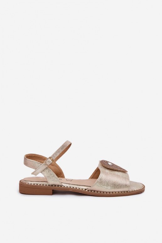 Moteriškos basutės su plačiais kulniukais su ornamentais S.Barski KV51-098 aukso spalvos