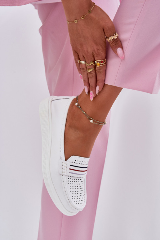   moteriški mokasinai baltos spalvos Dovema