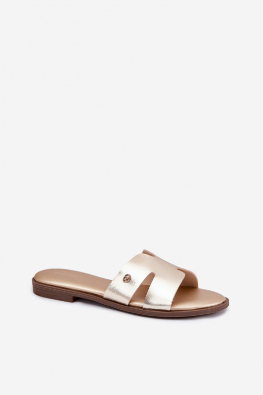 Šlepetės  iš eko odos aukso spalvos Firvania