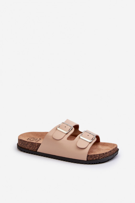 Moteriškos šlepetės su sagtimis smėlio spalvos Oliena