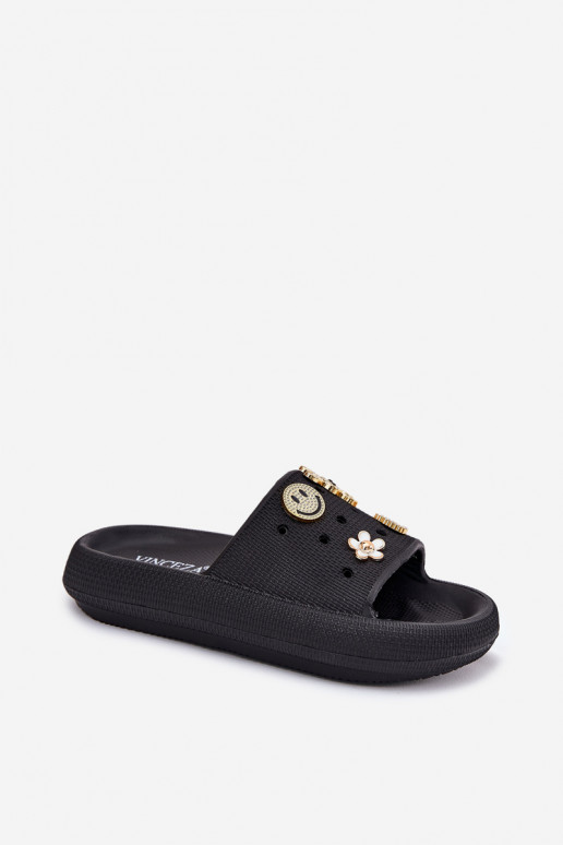 Moteriškos šlepetės  Z Przypinkami Vinceza 76055 Juodos spalvos