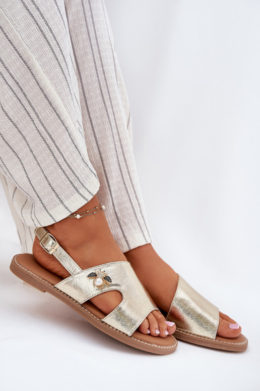 Lygiapadės basutės moterims  Detalem Vinceza 17378 aukso spalvos