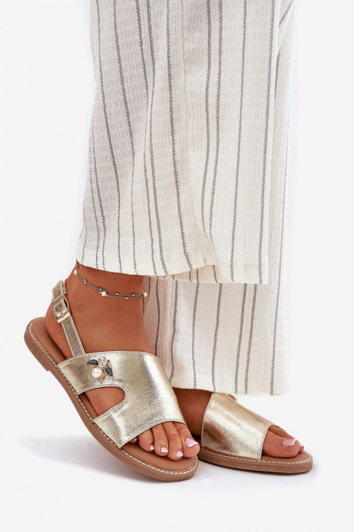 Lygiapadės basutės moterims  Detalem Vinceza 17378 aukso spalvos