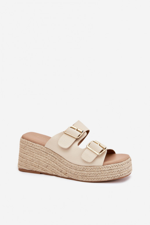 Moteriškos šlepetės   I su sagtimismi smėlio spalvos Pasinea