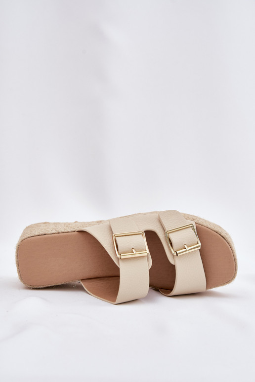 Moteriškos šlepetės   I su sagtimismi smėlio spalvos Pasinea