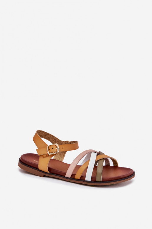 Moteriškos basutės Z Przeplatającymi Się Paskami Sergio Leone SK090H geltonos spalvos