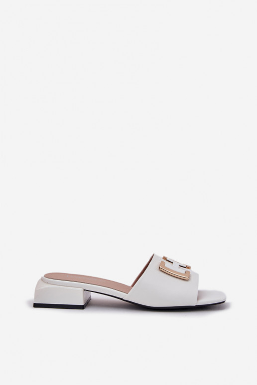 Elegantiško stiliaus Moteriškos šlepetės  Ze aukso spalvosm Detalem Vinceza 62229 baltos spalvos