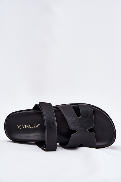 Moteriškos šlepetės Z su limpančiu užsegimuem Vinceza 17401 Juodos spalvos