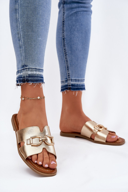 Šlepetės   Detalem aukso spalvos Amiresna