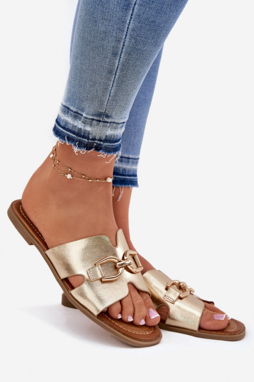 Šlepetės   Detalem aukso spalvos Amiresna