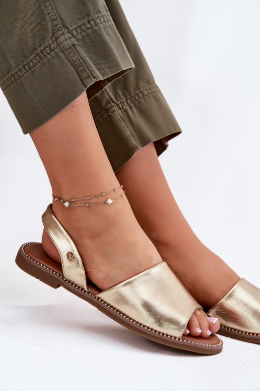 Moteriškos basutės su plačiais kulniukais Eko   aukso spalvos Dereka