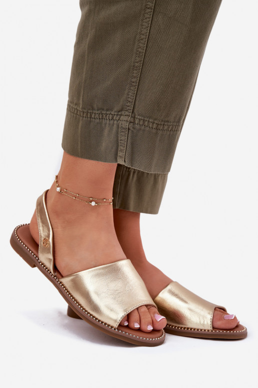 Moteriškos basutės su plačiais kulniukais Eko   aukso spalvos Dereka