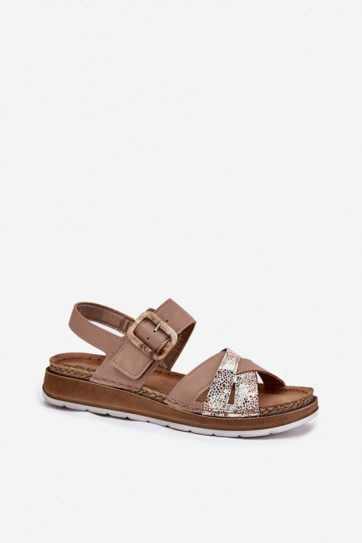 Moteriškos basutės su sagtimis Inblu GS000056 smėlio spalvos