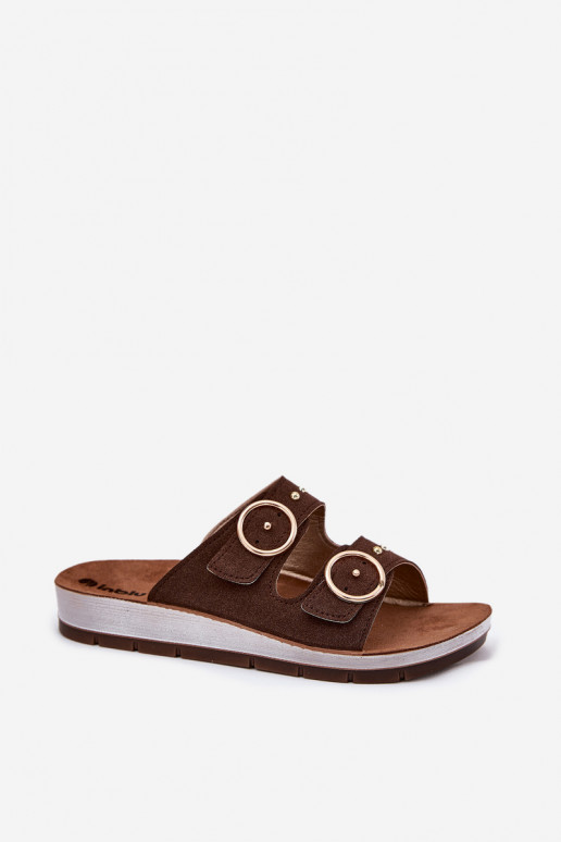 Patogios moteriškos šlepetės Inblu CP000054 rudos spalvos