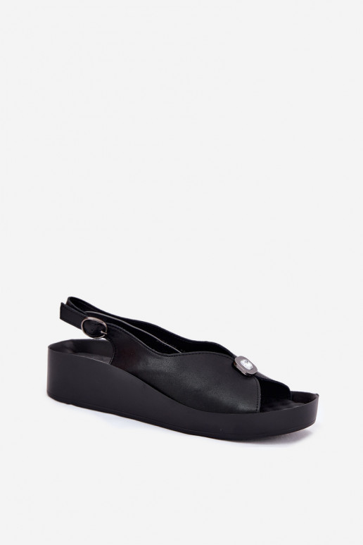 Moteriškos basutės   ir platforma S.Barski KV51-020 Juodos spalvos