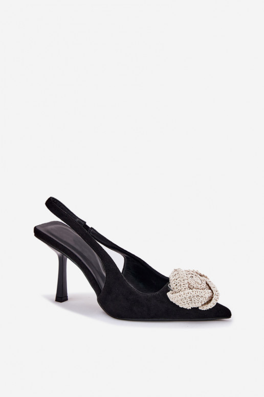 aukštakulniai bateliai su ornamentais iš eko zomšosowe Juodos spalvos Anodera