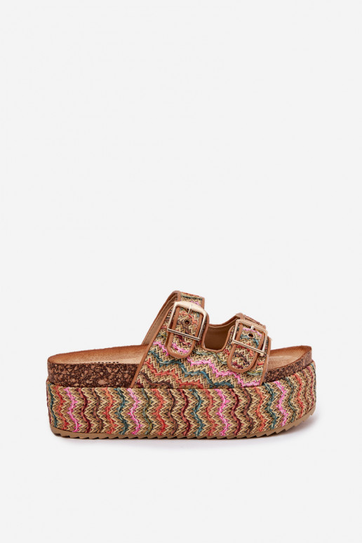 Moteriškos šlepetės su platforma  I su sagtimismi įvairių spalvų Eradriana