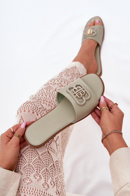 lygiapadžiai Moteriškos šlepetės  Detalem žalios spalvos Nenitta