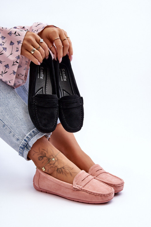 Elegantiški zomšiniai mokasinai Šviesaus rausvo atspalvio Lenvie