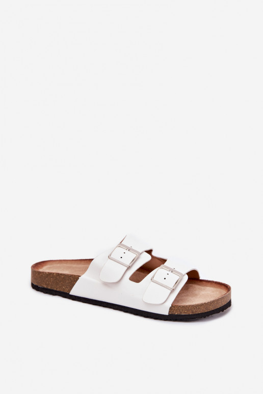 Moteriškos šlepetės su platforma su sagtelėmis baltos spalvos Evisolla