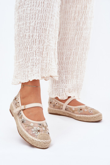 espadrilės Z Haftem su platforma smėlio spalvos Laxisa
