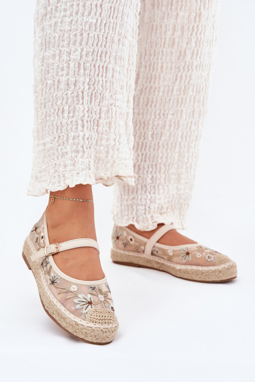 espadrilės Z Haftem su platforma smėlio spalvos Laxisa  espadrilės Z Haftem su platforma smėlio spalvos Laxisa