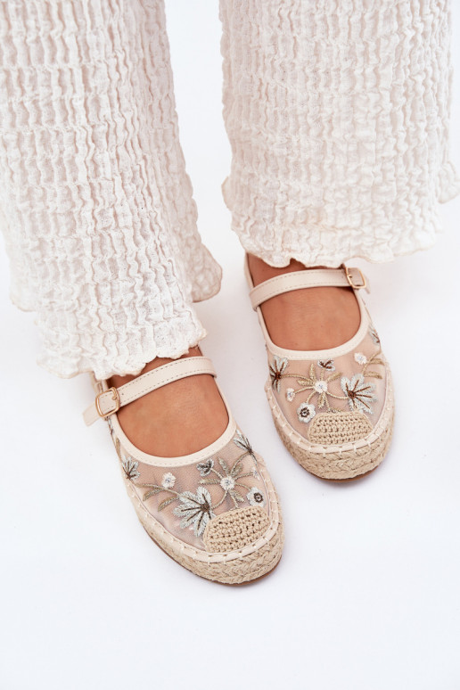 espadrilės Z Haftem su platforma smėlio spalvos Laxisa  espadrilės Z Haftem su platforma smėlio spalvos Laxisa