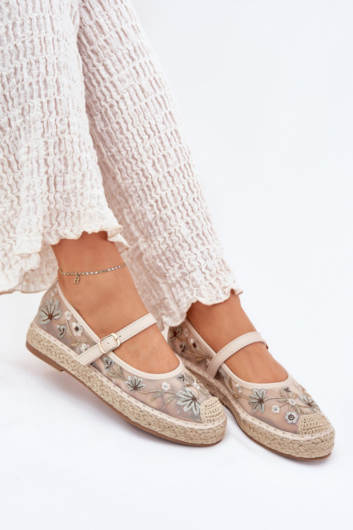 espadrilės Z Haftem su platforma smėlio spalvos Laxisa  espadrilės Z Haftem su platforma smėlio spalvos Laxisa