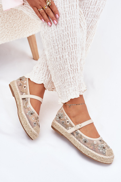 espadrilės Z Haftem su platforma smėlio spalvos Laxisa  espadrilės Z Haftem su platforma smėlio spalvos Laxisa