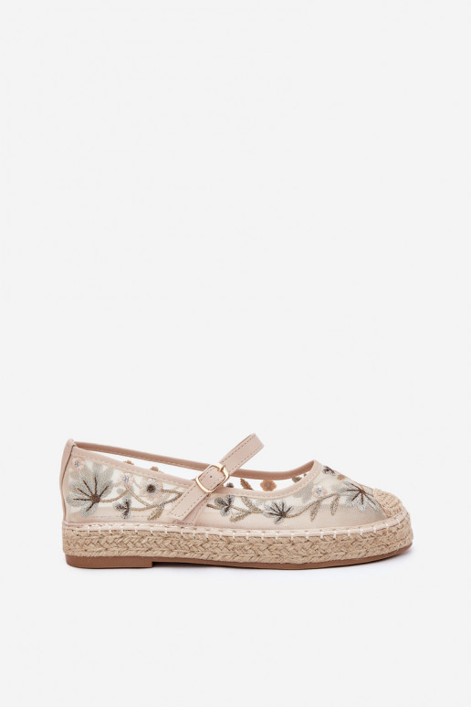 espadrilės Z Haftem su platforma smėlio spalvos Laxisa  espadrilės Z Haftem su platforma smėlio spalvos Laxisa