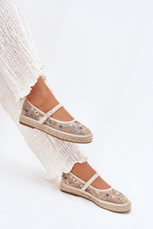 espadrilės Z Haftem su platforma smėlio spalvos Laxisa  espadrilės Z Haftem su platforma smėlio spalvos Laxisa