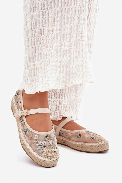 espadrilės Z Haftem su platforma smėlio spalvos Laxisa  espadrilės Z Haftem su platforma smėlio spalvos Laxisa