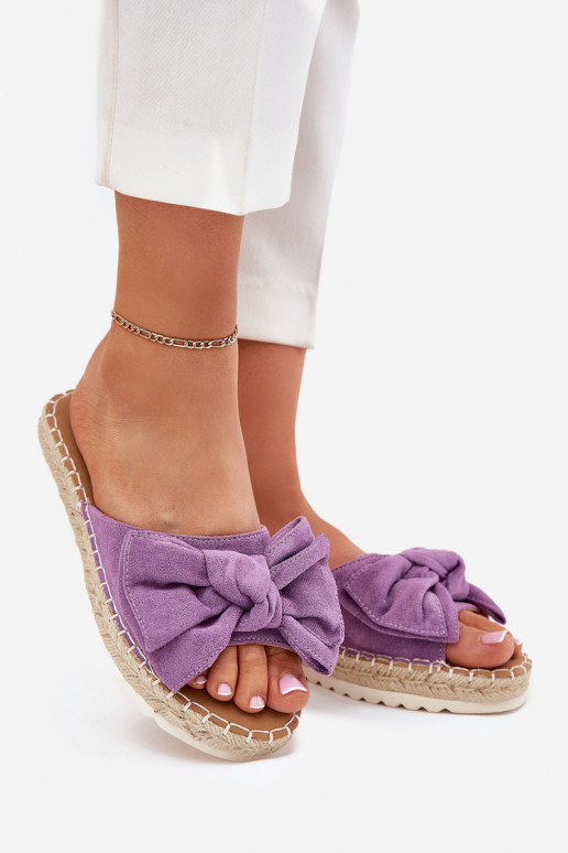 Moteriškos šlepetės su platforma  I Kokardką Violetinės spalvos Alpireda