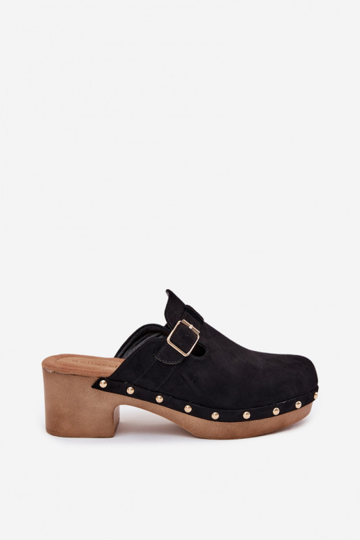 Šlepetės   su kulniukais su sagtimis Juodos spalvos Veldexina