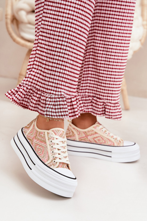  Laisvalaikio bateliai su platforma rožinės spalvos Melina