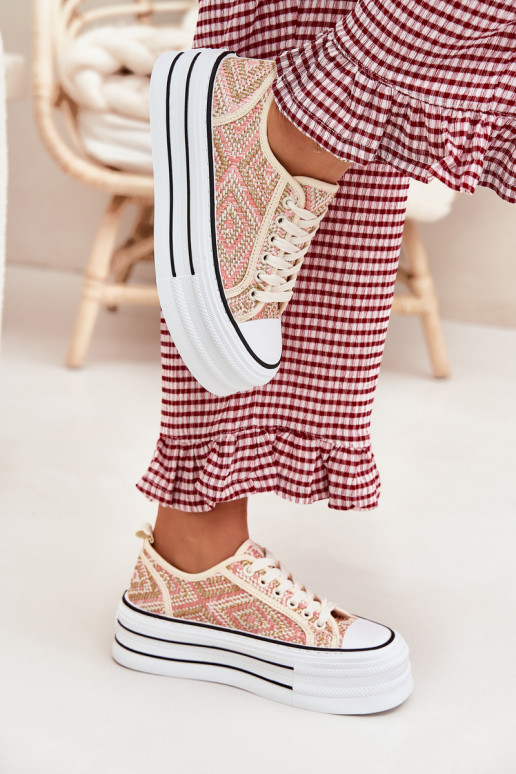  Laisvalaikio bateliai su platforma rožinės spalvos Melina