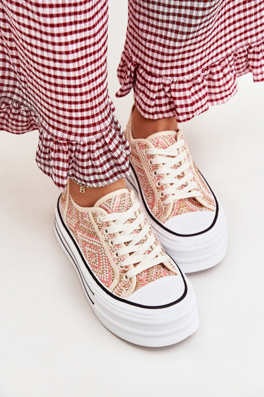  Laisvalaikio bateliai su platforma rožinės spalvos Melina