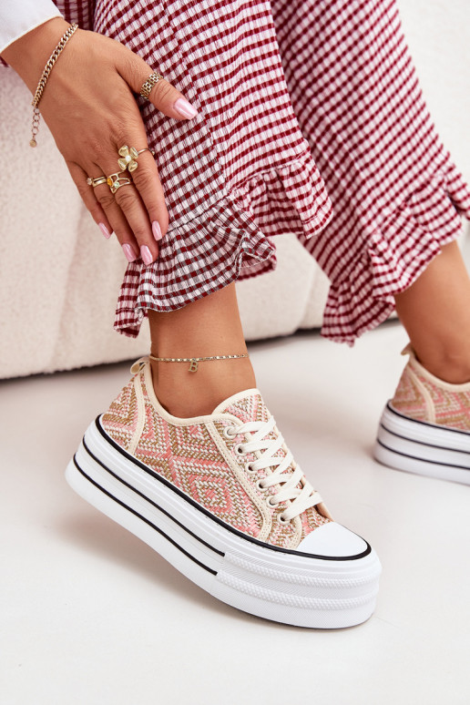  Laisvalaikio bateliai su platforma rožinės spalvos Melina