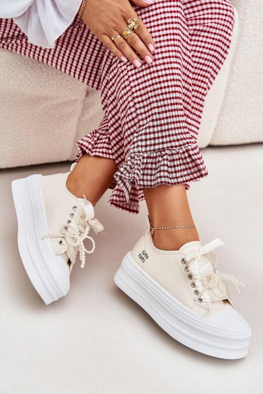 Laisvalaikio bateliai su platforma  m smėlio spalvos Tivora