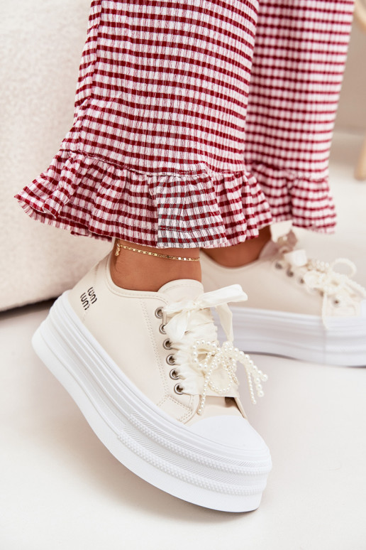 Laisvalaikio bateliai su platforma  m smėlio spalvos Tivora