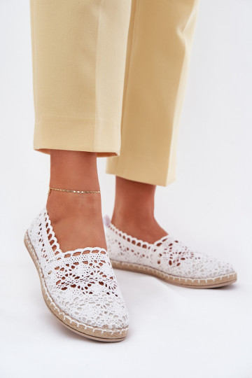 espadrilės iš nėrinių  baltos spalvos Adelira