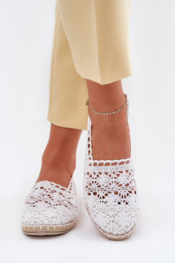 espadrilės iš nėrinių  baltos spalvos Adelira 2